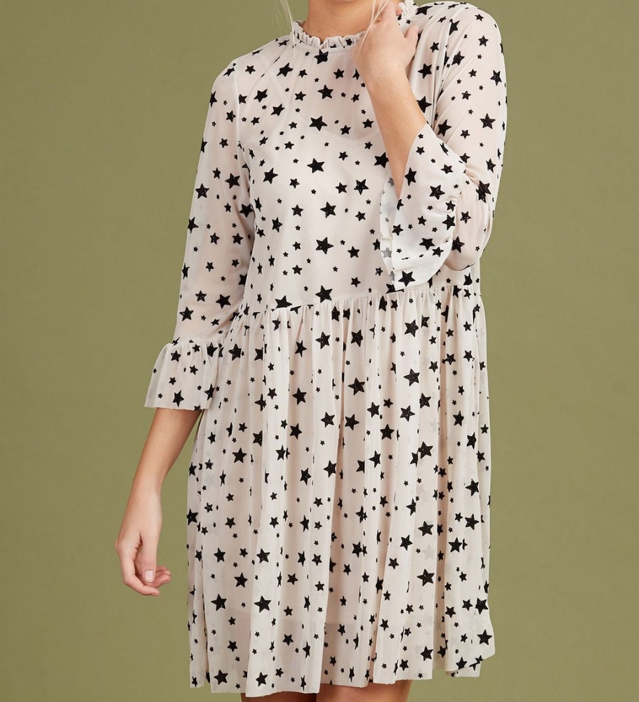 Altar'd State Ivory Black Star Dress XS